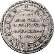 Mexico 4 Reals (Proclamation coinage.) ENSU PROCLAMACION LA MUI LEAL VILLA D ORIZAVA EN 11 D ABRIL D 1790 coin reverse