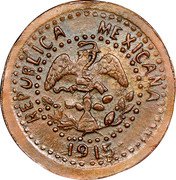 Mexico 5 Centavos Tetela del Oro y Ocampo 1915 KM# 762 REPUBLICA MEXICANA 1915 coin obverse Mexico 5 Centavos Tetela del Oro y Ocampo 1915 KM# 762 REPUBLICA MEXICANA 1915 coin obverse