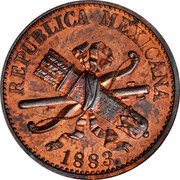 Mexico 5 Centavos Obverse Uniface Trial Pattern 1883  KM# TS12 REPUBLICA MEXICANA 1883 coin obverse Mexico 5 Centavos Obverse Uniface Trial Pattern 1883  KM# TS12 REPUBLICA MEXICANA 1883 coin obverse