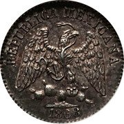 Mexico 5 Centavos Pattern 1868Â Mo KM# Pn108 REPUBLICA MEXICANA 1868 coin obverse Mexico 5 Centavos Pattern 1868Â Mo KM# Pn108 REPUBLICA MEXICANA 1868 coin obverse