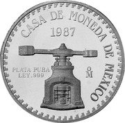 Mexico 5 Onzas 5th Birthday of North American born Panda - Tohui 1987 Mº X# MB23 PLATA PURA LEY 999 MO 1987 CASA DE MONEDA DE MEXICO coin obverse Mexico 5 Onzas 5th Birthday of North American born Panda - Tohui 1987 Mº X# MB23 PLATA PURA LEY 999 MO 1987 CASA DE MONEDA DE MEXICO coin obverse
