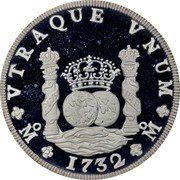 Mexico 5 Onzas (Pillar Dollar) X# MB49 VTRAQUE VNUM MO 1732 coin reverse Mexico 5 Onzas (Pillar Dollar) X# MB49 VTRAQUE VNUM MO 1732 coin reverse