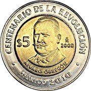 Mexico 5 Pesos Alvaro Obregon 2008 Mo Prooflike KM# 895 CENTENARIO DE LA REVOLUCIÓN MO $5 2008 ÁLVARO OBREGÓN MÉXICO 2010 coin reverse Mexico 5 Pesos Alvaro Obregon 2008 Mo Prooflike KM# 895 CENTENARIO DE LA REVOLUCIÓN MO $5 2008 ÁLVARO OBREGÓN MÉXICO 2010 coin reverse
