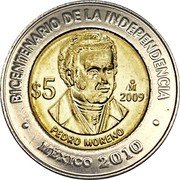 Mexico 5 Pesos Pedro Moreno 2009 Mo Prooflike KM# 910 BICENTENARIO DE LA INDEPENDENCIA MO $5 2009 PEDRO MORENO MÉXICO 2010 coin reverse Mexico 5 Pesos Pedro Moreno 2009 Mo Prooflike KM# 910 BICENTENARIO DE LA INDEPENDENCIA MO $5 2009 PEDRO MORENO MÉXICO 2010 coin reverse