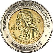 Mexico 5 Pesos Servando Teresa de Mier 2009 Mo Prooflike KM# 916 BICENTENARIO DE LA INDEPENDENCIA MO $5 2009 SERVANDO TERESA DE MIER MEXICO 2010 coin reverse Mexico 5 Pesos Servando Teresa de Mier 2009 Mo Prooflike KM# 916 BICENTENARIO DE LA INDEPENDENCIA MO $5 2009 SERVANDO TERESA DE MIER MEXICO 2010 coin reverse
