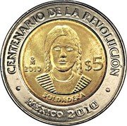 Mexico 5 Pesos Soldadera 2010 Mo KM# 928 CENTENARIO DE LA REVOLUCIÓN MO $5 2010 SOLDADERA MÉXICO 2010 coin reverse Mexico 5 Pesos Soldadera 2010 Mo KM# 928 CENTENARIO DE LA REVOLUCIÓN MO $5 2010 SOLDADERA MÉXICO 2010 coin reverse