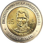 Mexico 5 Pesos Guadalupe Victoria 2010 Mo Prooflike KM# 929 BICENTENARIO DE LA INDEPENDENCIA MO $5 2010 GUADALUPE VICTORIA MEXICO 2010 coin reverse Mexico 5 Pesos Guadalupe Victoria 2010 Mo Prooflike KM# 929 BICENTENARIO DE LA INDEPENDENCIA MO $5 2010 GUADALUPE VICTORIA MEXICO 2010 coin reverse