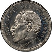Mexico 50 Centavos (Benito Juarez Pattern) KM# Pn192 CINCUENTA CENTAVOS. 1945 coin reverse Mexico 50 Centavos (Benito Juarez Pattern) KM# Pn192 CINCUENTA CENTAVOS. 1945 coin reverse