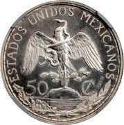 Mexico 50 Centavos Caballito Pattern. Plain Edge 1907 Mo Proof KM# Pn173 ESTADOS UNIDOS MEXICANOS 50 ¢ ESSAI coin obverse Mexico 50 Centavos Caballito Pattern. Plain Edge 1907 Mo Proof KM# Pn173 ESTADOS UNIDOS MEXICANOS 50 ¢ ESSAI coin obverse