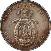 Mexico 50 Centavos (Maximiliano I Pattern) KM# Pn99 IMPERIO MEXICANO EQUIDAD EN LA JUSTICIA 50 CENT. 1866 MO coin reverse