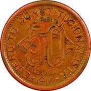 Mexico 50 Centavos (Mexico-Revolutionary Chihuahua) KM# Pn2.1 50 C CINCUENTA CENTAVOS 1914 EJERCITO CONSTITUCIONALISTA coin reverse Mexico 50 Centavos (Mexico-Revolutionary Chihuahua) KM# Pn2.1 50 C CINCUENTA CENTAVOS 1914 EJERCITO CONSTITUCIONALISTA coin reverse