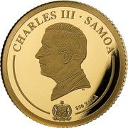 Samoa 50 Tala (Unified Nations. Flag) CHARLES III SAMOA DT $ 50 TALA coin obverse