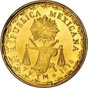 Mexico 60 Pesos Provisional Government Coinage 1916 KM# 755 REPUBLICA MEXICANA 902.7 T.M. 1916 coin reverse Mexico 60 Pesos Provisional Government Coinage 1916 KM# 755 REPUBLICA MEXICANA 902.7 T.M. 1916 coin reverse