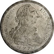 Mexico 8 Escudos Carlos III Pattern. Uniface 1770  CAROL III D G HISP ETIND R 1770 coin obverse Mexico 8 Escudos Carlos III Pattern. Uniface 1770  CAROL III D G HISP ETIND R 1770 coin obverse