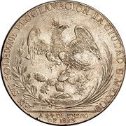 Mexico 8 Reales Agustin I Proclamation Coinage. Mexico 1823  EN SU SOLEMNE PROCLAMACION LA CIUDAD DE MEXICO A 24 DE ENERO DE 1823 coin reverse Mexico 8 Reales Agustin I Proclamation Coinage. Mexico 1823  EN SU SOLEMNE PROCLAMACION LA CIUDAD DE MEXICO A 24 DE ENERO DE 1823 coin reverse