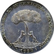 Mexico 8 Reales Agustin I Proclamation Coinage 1822  GUADALAXARA EN SU VENTUROSA PROCLAMACION 1822 coin reverse Mexico 8 Reales Agustin I Proclamation Coinage 1822  GUADALAXARA EN SU VENTUROSA PROCLAMACION 1822 coin reverse