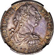 Mexico 8 Reales (Carlos III) CAROLUS III DEI GRATIA 1786 coin obverse Mexico 8 Reales (Carlos III) CAROLUS III DEI GRATIA 1786 coin obverse