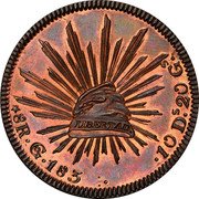 Mexico 8 Reales (Pattern. Gorrito Guanajuato Prueba) KM# Pn22 8 R.G.183 10 DS.20GS coin reverse Mexico 8 Reales (Pattern. Gorrito Guanajuato Prueba) KM# Pn22 8 R.G.183 10 DS.20GS coin reverse