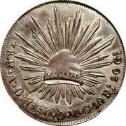 Mexico 8 Reales (Pattern Strike) KM# Pn59 LIBERTAD 8R A DO 1840 O M C 10DS.20GS. coin reverse Mexico 8 Reales (Pattern Strike) KM# Pn59 LIBERTAD 8R A DO 1840 O M C 10DS.20GS. coin reverse