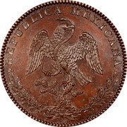 Mexico 8 Reales (Radiant Cap Pattern) KM# Pn67 REPUBLICA MEXICANA coin obverse Mexico 8 Reales (Radiant Cap Pattern) KM# Pn67 REPUBLICA MEXICANA coin obverse