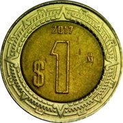 Mexico Peso Eagle. Circulation Coin 2017 Mo KM# 603 2019 $1 MO coin reverse Mexico Peso Eagle. Circulation Coin 2017 Mo KM# 603 2019 $1 MO coin reverse