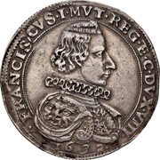Italy 1 Ducatone (Francis I) FRANCISCVS I MVT REG E C DVX VIII 1633 coin obverse Italy 1 Ducatone (Francis I) FRANCISCVS I MVT REG E C DVX VIII 1633 coin obverse