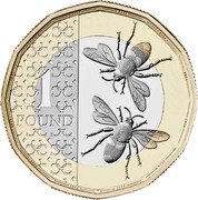 UK 1 Pound Charles III Bees 2023  BU; Tudor crown privy mark 1 POUND 2023 2023 coin reverse UK 1 Pound Charles III Bees 2023  BU; Tudor crown privy mark 1 POUND 2023 2023 coin reverse