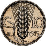 Italy 10 Centesimi (Helmeted head) KM# Pn13 C.10 R. 1915 AM coin reverse