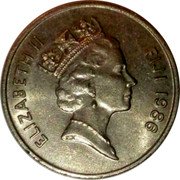 Fiji 10 Cents Ula Tava Tava 1986 KM# 52 ELIZABETH II FIJI 1987 RDM coin obverse Fiji 10 Cents Ula Tava Tava 1986 KM# 52 ELIZABETH II FIJI 1987 RDM coin obverse