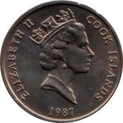 Cook Islands 10 Cents Elizabeth II 3rd portrait 1987 KM# 34 ELIZABETH II COOK ISLANDS 1987 coin obverse Cook Islands 10 Cents Elizabeth II 3rd portrait 1987 KM# 34 ELIZABETH II COOK ISLANDS 1987 coin obverse