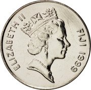Fiji 10 Cents Ula Tava Tava 1999 (l) KM# 52a ELIZABETH II FIJI 1999 RDM coin obverse Fiji 10 Cents Ula Tava Tava 1999 (l) KM# 52a ELIZABETH II FIJI 1999 RDM coin obverse