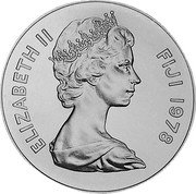 Fiji 10 Dollars Pink-billed Parrot 1978 KM# 41 ELIZABETH II FIJI 1978 coin obverse