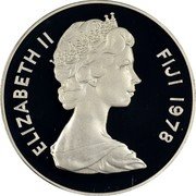 Fiji 10 Dollars Pink-billed Parrot 1978 Proof KM# 41a ELIZABETH II FIJI 1978 coin obverse Fiji 10 Dollars Pink-billed Parrot 1978 Proof KM# 41a ELIZABETH II FIJI 1978 coin obverse