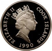 Cook Islands 10 Dollars African bush elephant 1990 Proof KM# 80 ELIZABETH II COOK ISLANDS RDM 1990 coin obverse Cook Islands 10 Dollars African bush elephant 1990 Proof KM# 80 ELIZABETH II COOK ISLANDS RDM 1990 coin obverse