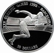 Cook Islands 10 Dollars XXV Summer Olympic Games 1992 - Running 1990 Proof KM# 79 XXV OLYMPIC GAMES 1992 BARCELONA 10 DOLLARS coin reverse Cook Islands 10 Dollars XXV Summer Olympic Games 1992 - Running 1990 Proof KM# 79 XXV OLYMPIC GAMES 1992 BARCELONA 10 DOLLARS coin reverse