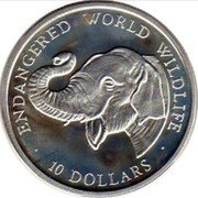 Cook Islands 10 Dollars Asian Elephant 1990 Proof KM# 72 ENDANGERED WORLD WILDLIFE 10 DOLLARS coin reverse Cook Islands 10 Dollars Asian Elephant 1990 Proof KM# 72 ENDANGERED WORLD WILDLIFE 10 DOLLARS coin reverse