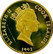 Cook Islands 10 Dollars Elizabeth II Papillon 1992 Proof KM# 817 ELIZABETH II COOK ISLANDS RDM 1992 coin obverse Cook Islands 10 Dollars Elizabeth II Papillon 1992 Proof KM# 817 ELIZABETH II COOK ISLANDS RDM 1992 coin obverse
