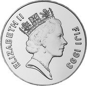Fiji Ten Dollars 40th Anniversary of Coronation 1993 Proof KM# 62 ELIZABETH II FIJI 1993 coin obverse Fiji Ten Dollars 40th Anniversary of Coronation 1993 Proof KM# 62 ELIZABETH II FIJI 1993 coin obverse