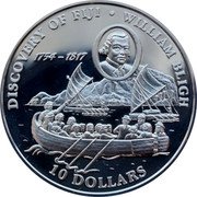 Fiji 10 Dollars William Bligh 1993 Proof KM# 64 DISCOVERY OF FIJI WILLIAM BLIGH 1754-1817 10 DOLLARS coin reverse Fiji 10 Dollars William Bligh 1993 Proof KM# 64 DISCOVERY OF FIJI WILLIAM BLIGH 1754-1817 10 DOLLARS coin reverse