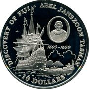 Fiji 10 Dollars Abel Janszoon Tasman 1993 Proof KM# 63 DISCOVERY OF FIJI ABEL JANSZOON TASMAN 1603-1659 10 DOLLARS coin reverse Fiji 10 Dollars Abel Janszoon Tasman 1993 Proof KM# 63 DISCOVERY OF FIJI ABEL JANSZOON TASMAN 1603-1659 10 DOLLARS coin reverse