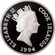 Cook Islands 10 Dollars British explorer Capitan James Cook 1994 FM Proof KM# 358 ELIZABETH II COOK ISLANDS RDM 1994 coin obverse