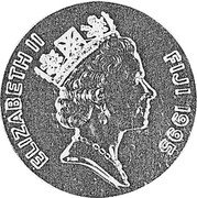 Fiji 10 Dollars Silver Jubilee of Independence 1995 Proof KM# 75 ELIZABETH II FIJI 1995 coin obverse