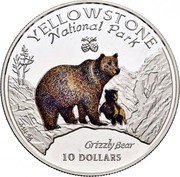 Cook Islands 10 Dollars Yellowstone National Park 1996 Proof KM# 284 YELLOWSTONE NATIONAL PARK GRIZZLY BEAR 10 DOLLARS coin reverse Cook Islands 10 Dollars Yellowstone National Park 1996 Proof KM# 284 YELLOWSTONE NATIONAL PARK GRIZZLY BEAR 10 DOLLARS coin reverse