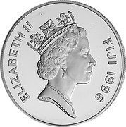 Fiji 10 Dollars Tribal Dancer 1996 Proof KM# 90 ELIZABETH II FIJI 1996 RDM coin obverse
