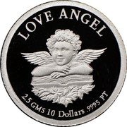 Cook Islands 10 Dollars Elizabeth II Love Angel 1997 Proof KM# 458 LOVE ANGEL 2.5 GMS 10 DOLLARS .9995 PT coin reverse Cook Islands 10 Dollars Elizabeth II Love Angel 1997 Proof KM# 458 LOVE ANGEL 2.5 GMS 10 DOLLARS .9995 PT coin reverse