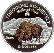 Cook Islands 10 Dollars Theodore Roosevelt National Park 1997 Proof KM# 359 THEODORE ROOSEVELT NATIONAL PARK BISON 10 DOLLARS coin reverse Cook Islands 10 Dollars Theodore Roosevelt National Park 1997 Proof KM# 359 THEODORE ROOSEVELT NATIONAL PARK BISON 10 DOLLARS coin reverse