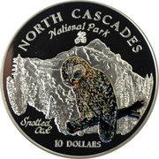 Cook Islands 10 Dollars North Cascades National Park 1998 Proof KM# 953 10 DOLLARS NATIONAL PARK NORTH CASCADES SPOTTED OWL coin reverse