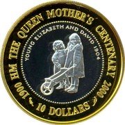 Fiji 10 Dollars 100th Anniversary of the Birth of the Queen Mother 2000 Proof KM# 91 1900 HM THE QUEEN MOTHER'S CENTENARY 2000 YOUNG ELIZABETH AND DAVID 1904 10 DOLLARS coin reverse