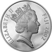 Fiji 10 Dollars Sailing Ship Vostok 2002 Proof KM# 105 ELIZABETH II FIJI 2002 coin obverse Fiji 10 Dollars Sailing Ship Vostok 2002 Proof KM# 105 ELIZABETH II FIJI 2002 coin obverse