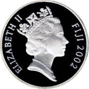 Fiji 10 Dollars Peregrine Falcon 2002 Proof KM# 104 ELIZABETH II FIJI 2002 RDM coin obverse Fiji 10 Dollars Peregrine Falcon 2002 Proof KM# 104 ELIZABETH II FIJI 2002 RDM coin obverse